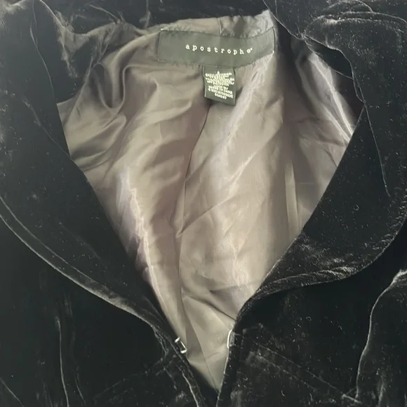 Apostrophe black velvet fitted blazer jacket coat women’s size 2 holiday party - Picture 4 of 10